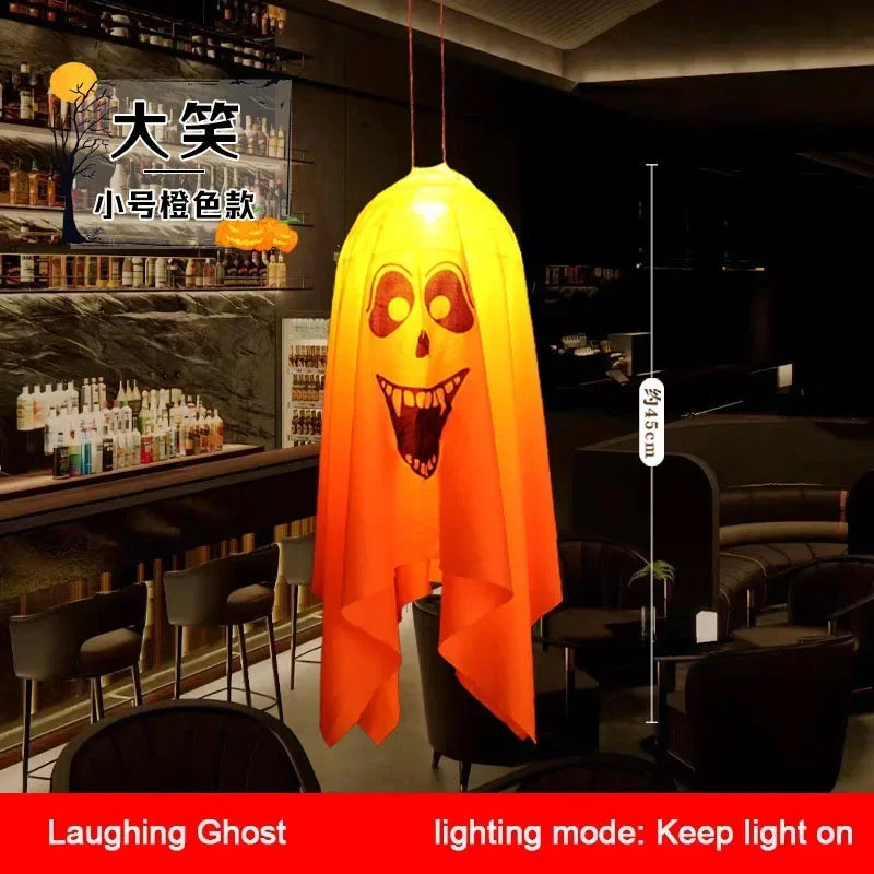 Lanterne fantôme LED à suspendre, décoration d’Halloween en forme de citrouille