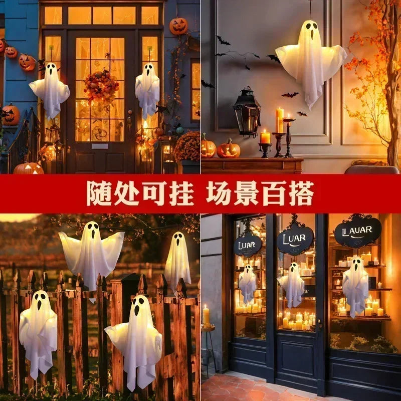 Lanterne fantôme LED à suspendre, décoration d’Halloween en forme de citrouille