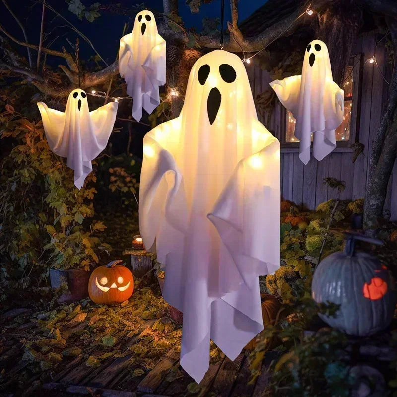 Lanterne fantôme LED à suspendre, décoration d’Halloween en forme de citrouille
