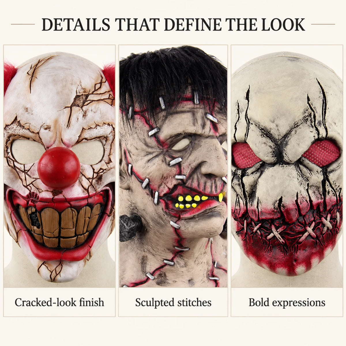 Masques Créatures Maudites — Visages cousus