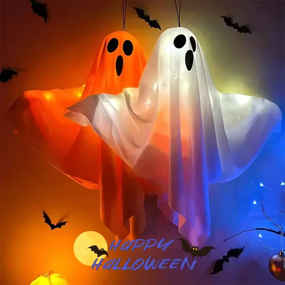Lanterne fantôme LED à suspendre, décoration d’Halloween en forme de citrouille
