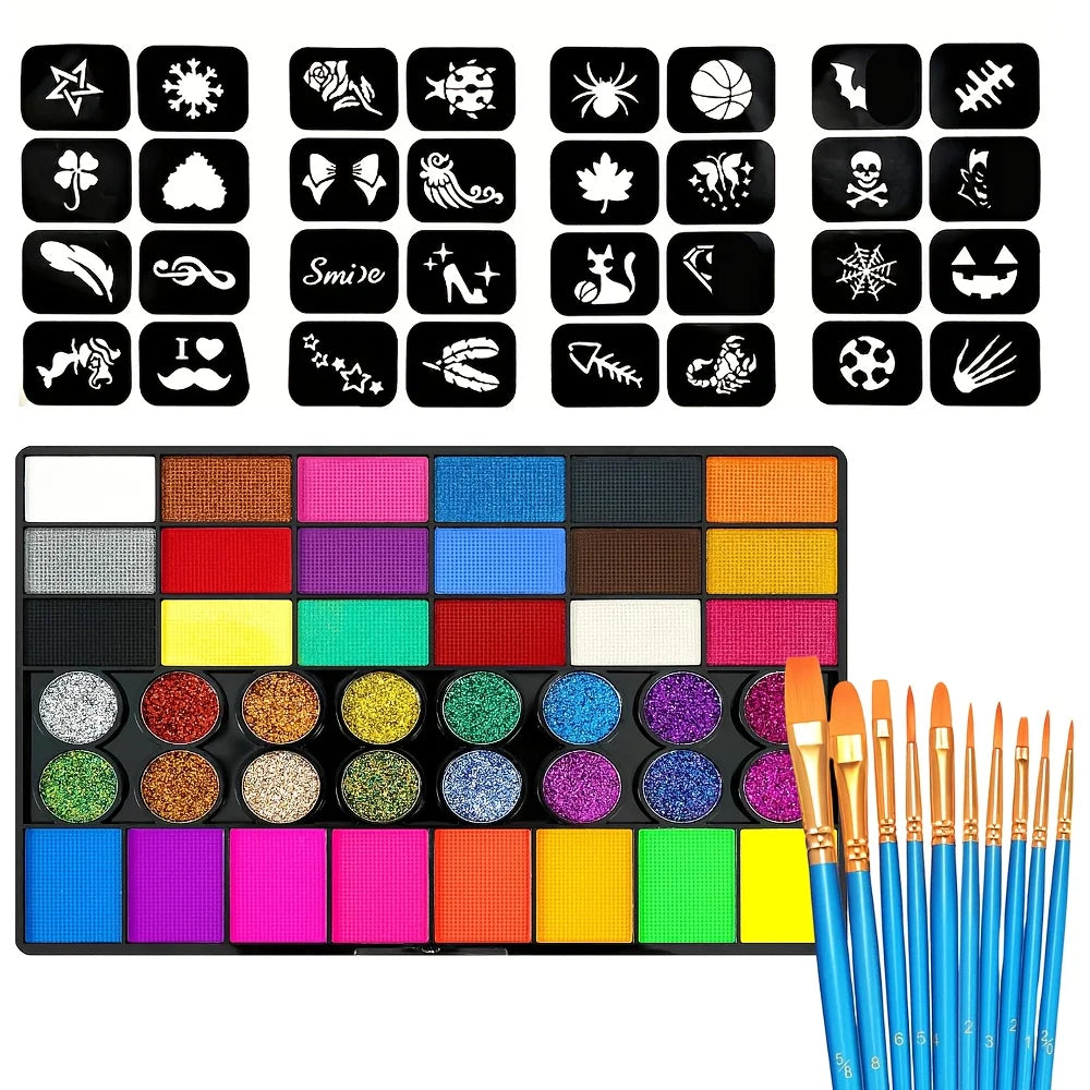 Palette Halloween — 42 couleurs, 10 pinceaux et 24 pochoirs