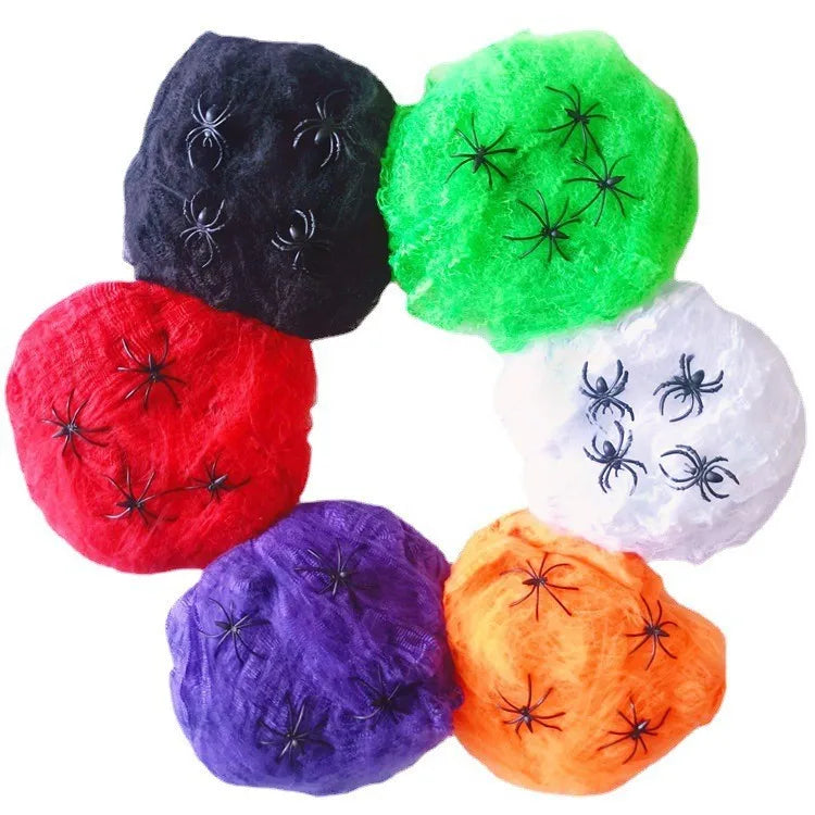 Toile d’araignée artificielle extensible avec araignées