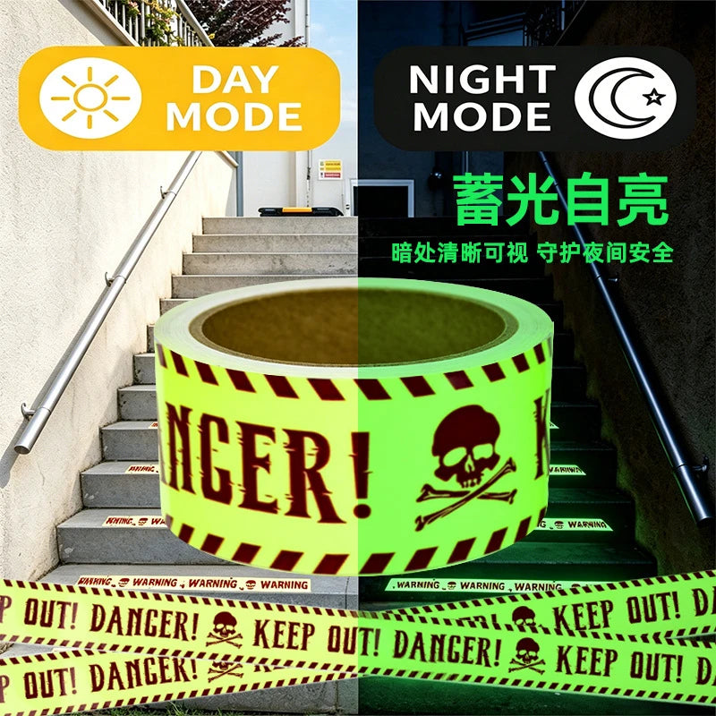 Ruban de signalisation phosphorescent jaune 3 m pour Halloween