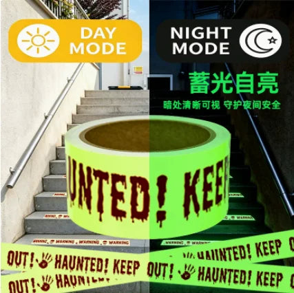 Ruban de signalisation phosphorescent jaune 3 m pour Halloween