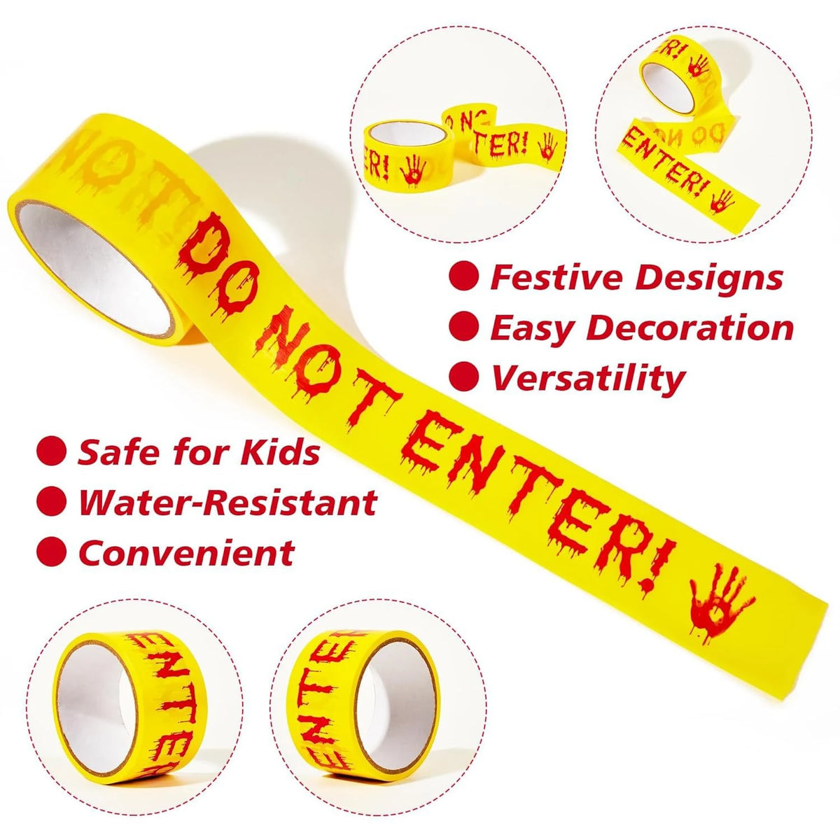 Ruban de signalisation phosphorescent jaune 3 m pour Halloween