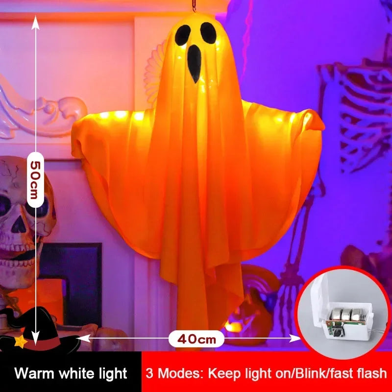 Lanterne fantôme LED à suspendre, décoration d’Halloween en forme de citrouille