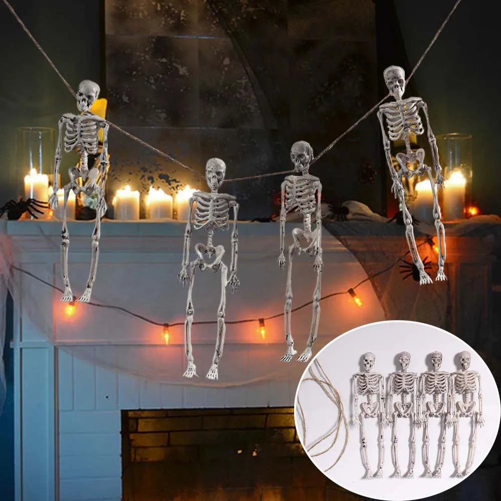 Décoration de squelette à suspendre, lot de 4 pour Halloween