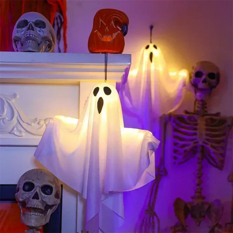 Lanterne fantôme LED à suspendre, décoration d’Halloween en forme de citrouille
