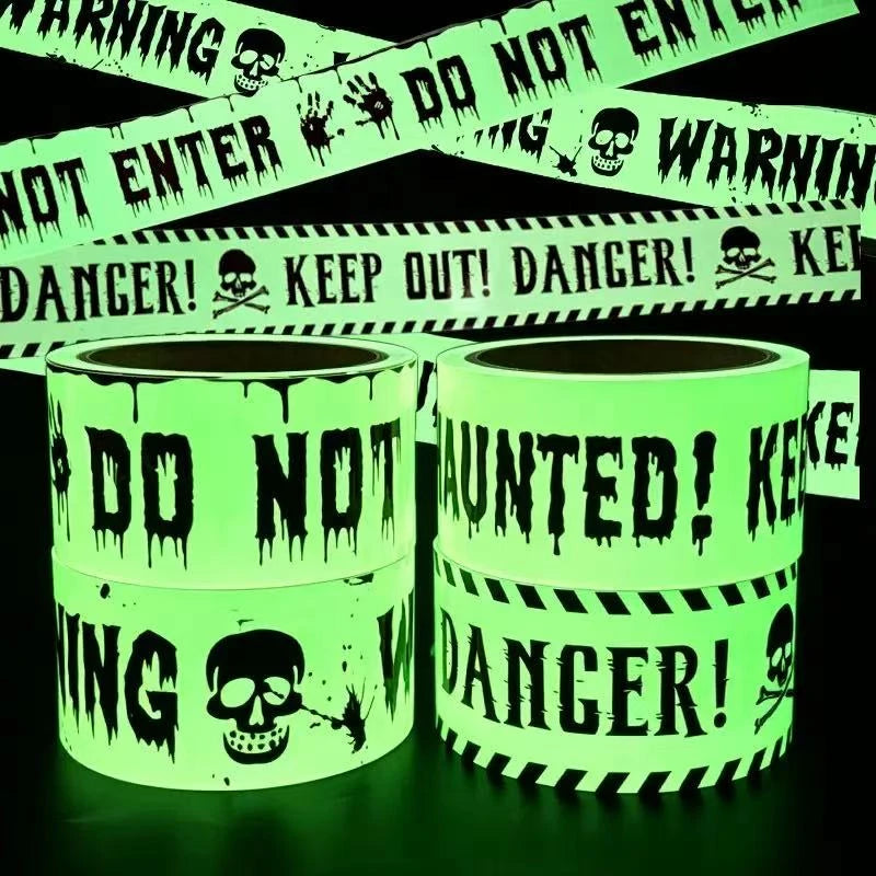 Ruban de signalisation phosphorescent jaune 3 m pour Halloween