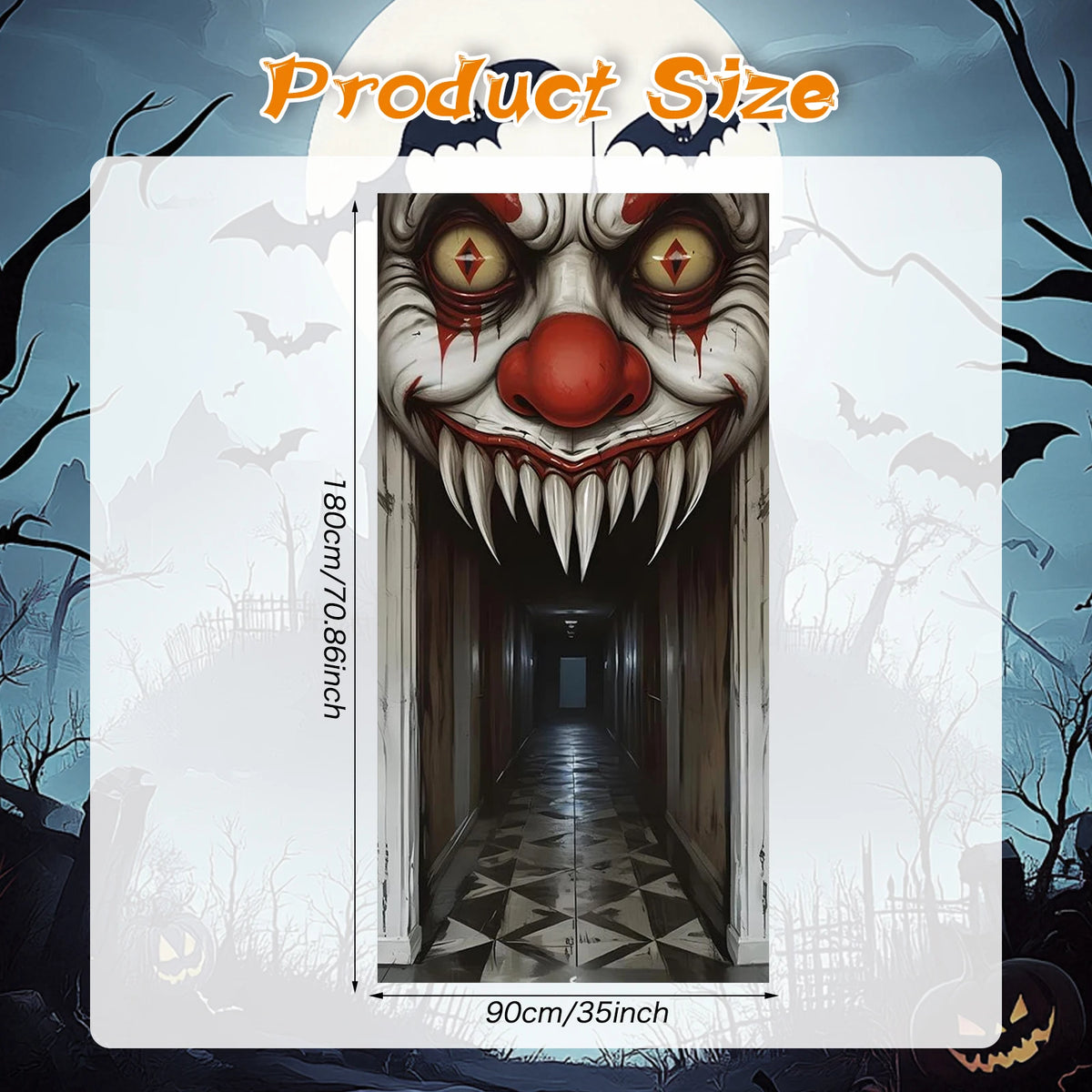 Housse de porte 2D d’Halloween, sorcière et zombie