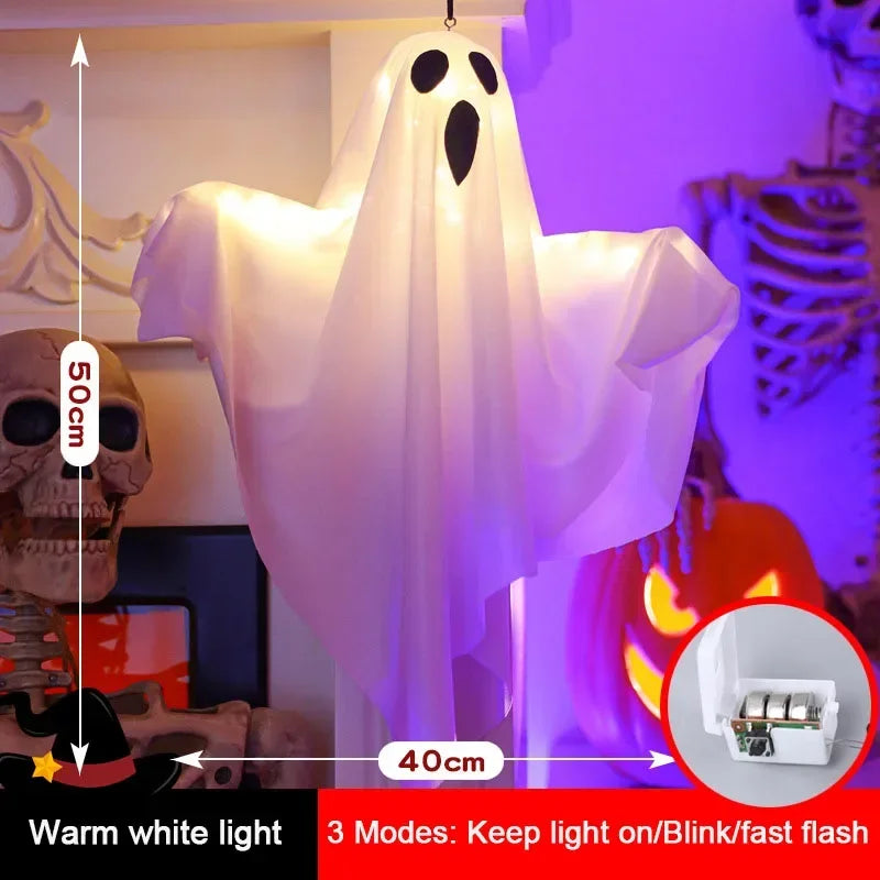 Lanterne fantôme LED à suspendre, décoration d’Halloween en forme de citrouille