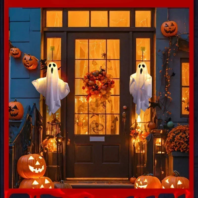 Lanterne fantôme LED à suspendre, décoration d’Halloween en forme de citrouille