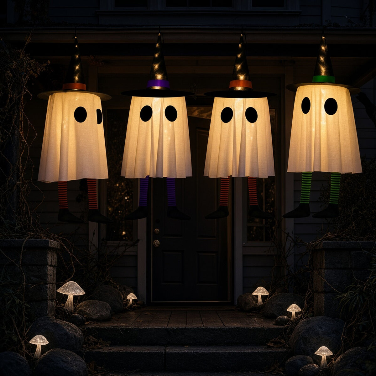 Fantômes lumineux à suspendre pour Halloween