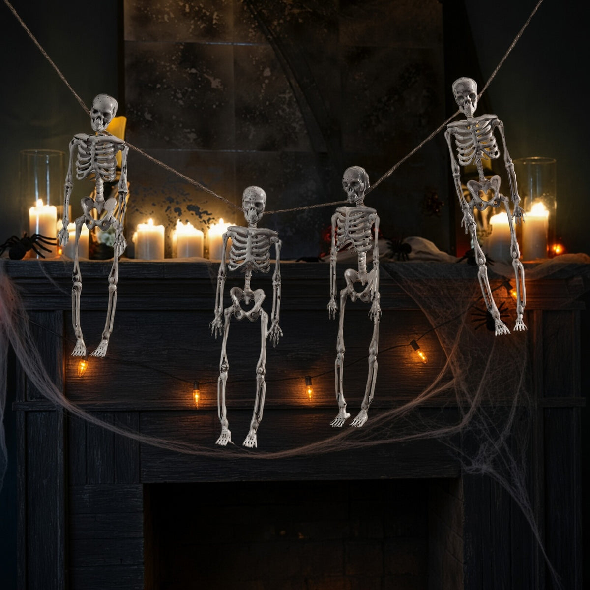 Décoration de squelette à suspendre, lot de 4 pour Halloween