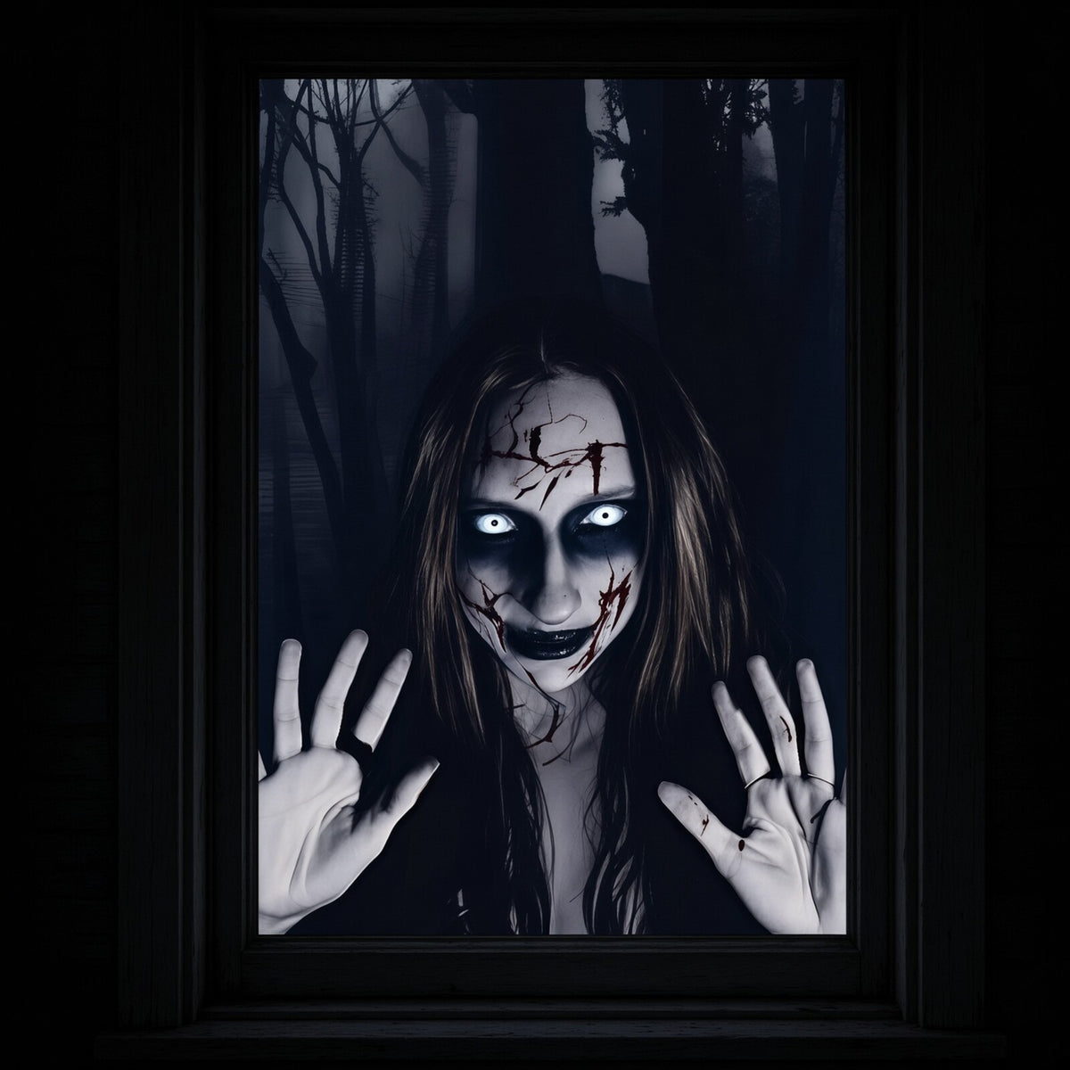 Décoration de fenêtre Halloween, monstre de la forêt 80 × 120 cm