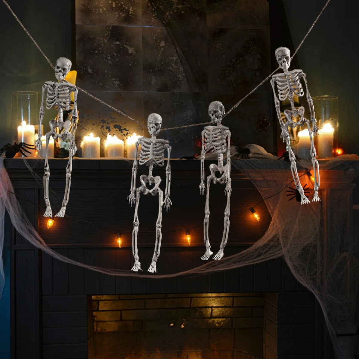 Ornements de squelette à suspendre, lot de 4 pour Halloween