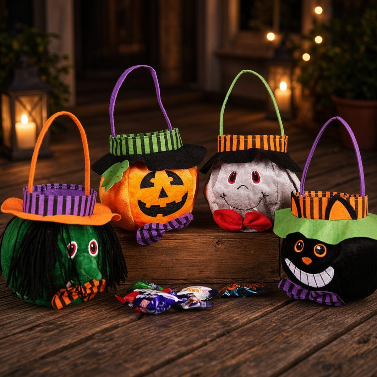 Sac à bonbons d’Halloween pour enfant, citrouille ou sorcière