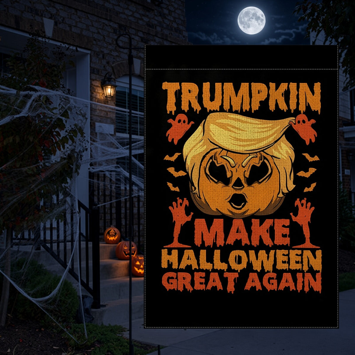 Drapeau Trumpkin meme pour Halloween — 30 × 45 cm